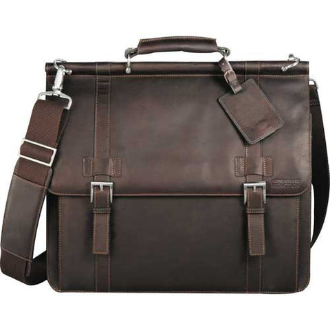 Kenneth Cole Colombian Leather Dowel Rod 15.6" Laptop Computer Messenger