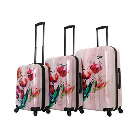 Mia Toro Italy Painted Hardside Spinner Luggage 3pc Set,Wood Humbird